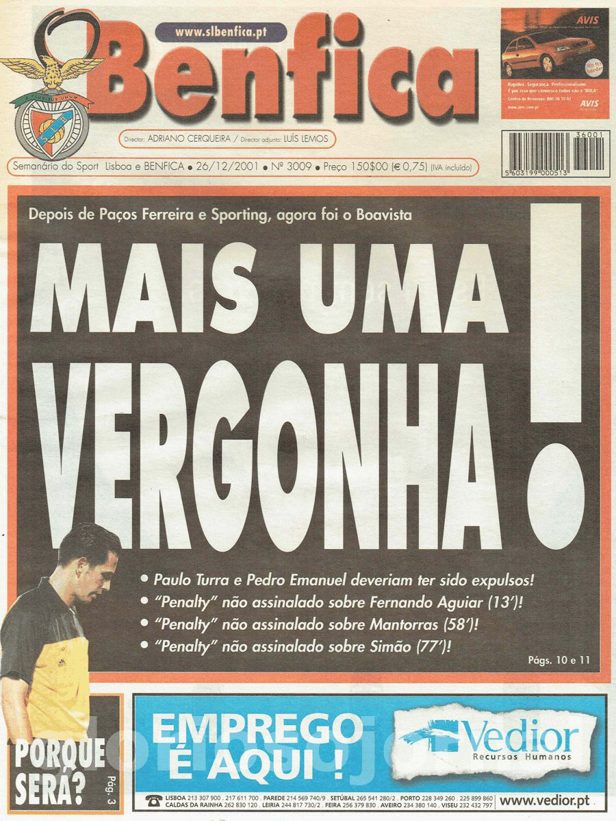 jornal o benfica 3009 2001-12-26